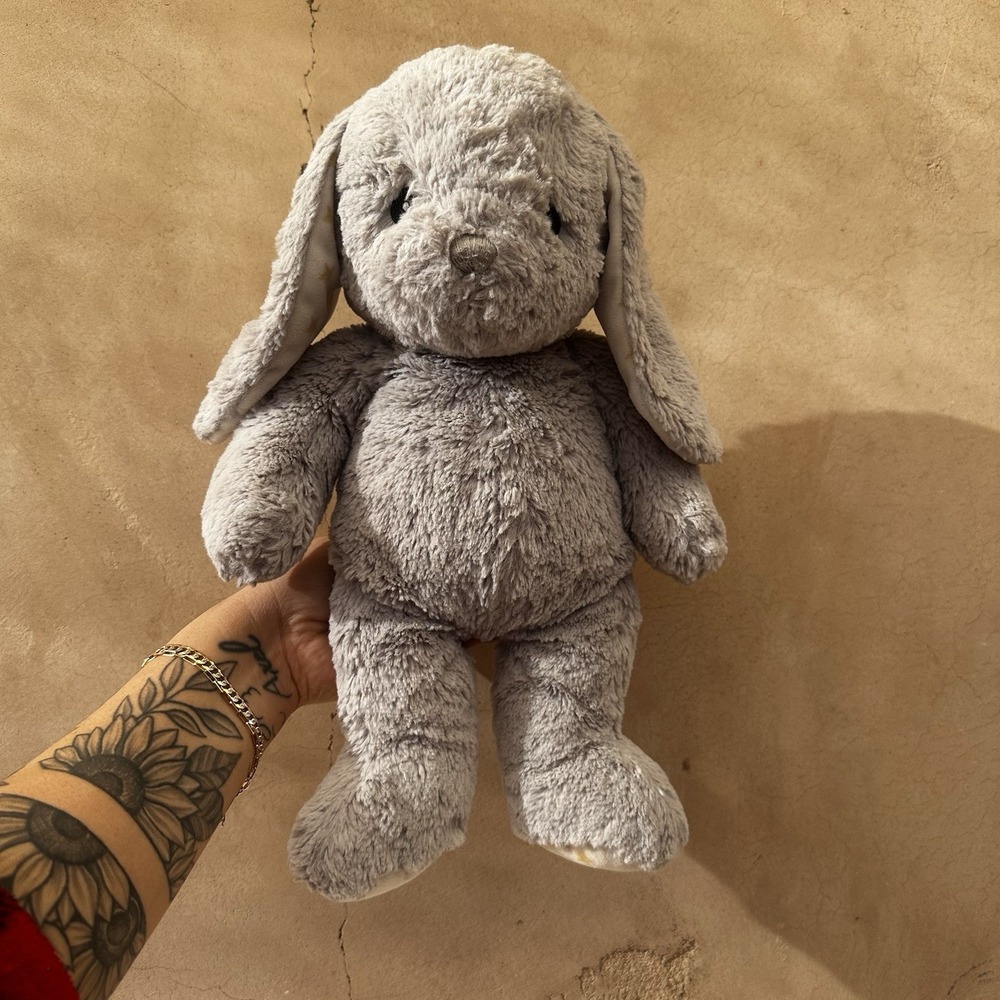 Retired Cloud B Hugginz Plush Gray Bunny Rabbit 14" Soft Stuffed Animal Toy